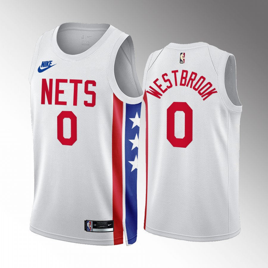 Nike Nets #0 Russell Westbrook White NBA 2022-23 Men's Classic Edition Jersey