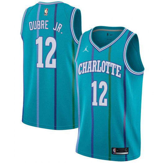 Nike Hornets #12 Kelly Oubre Jr. Aqua NBA Jordan Swingman Hardwood Classics Jersey