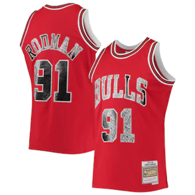 Nike Bulls #91 Dennis Rodman Mitchell & Ness 1996-97 Hardwood Classics NBA 75th Anniversary Diamond Swingman Jersey - Red