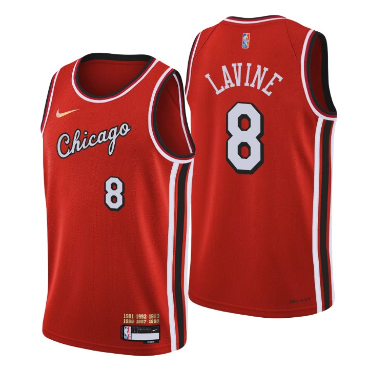 Chicago Bulls #8 Zach Lavine Men's Nike Red 2021/22 Swingman NBA Jersey - City Edition