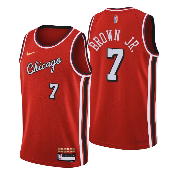 Chicago Bulls #7 Troy Brown Jr. Men's Nike Red 2021/22 Swingman NBA Jersey - City Edition