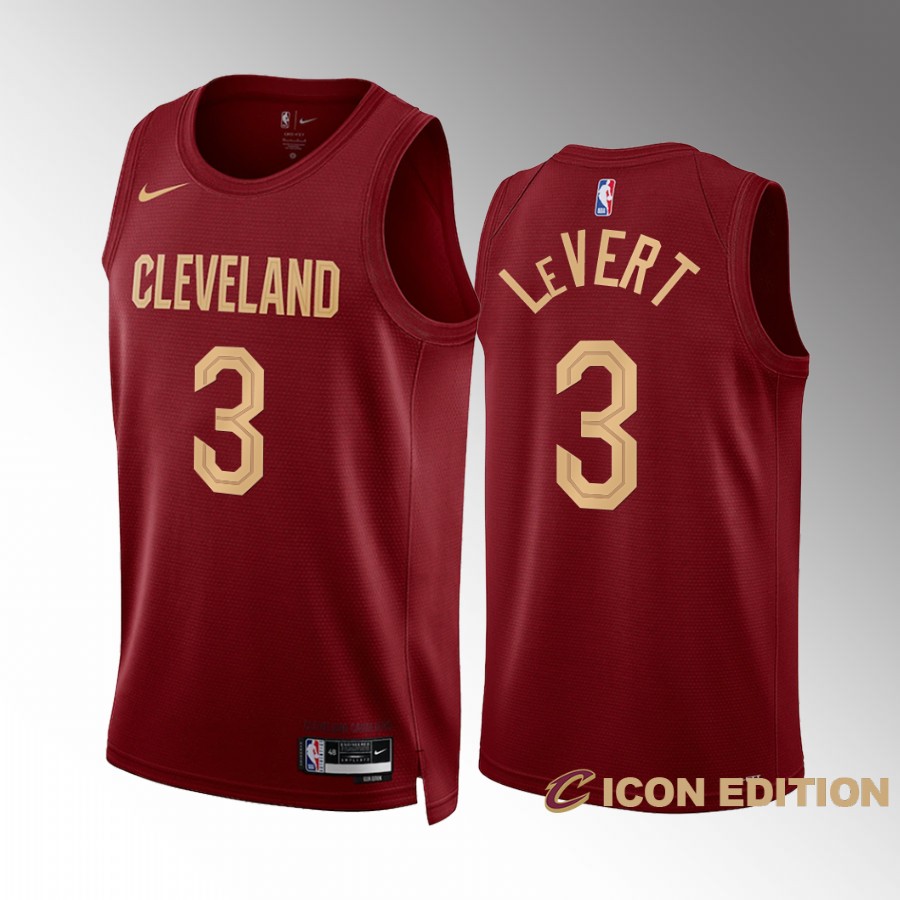 Cleveland Cavaliers #3 Caris LeVert Men's Wine Nike NBA 2022-23 Icon Edition Jersey