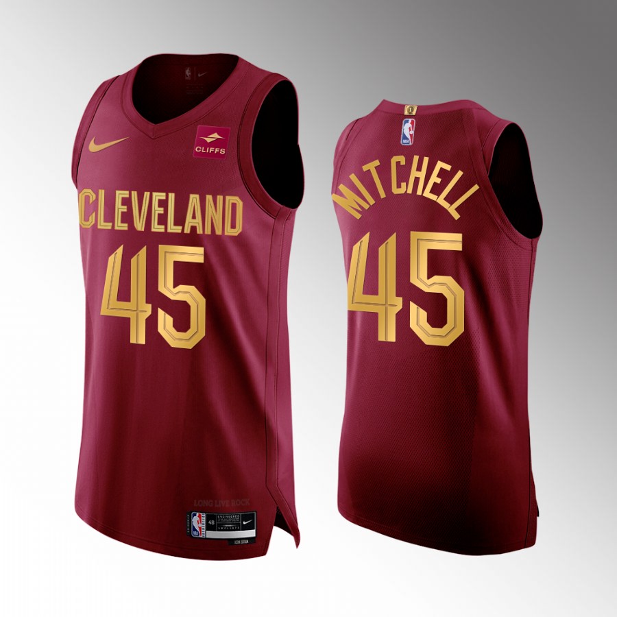 Cleveland Cavaliers #45 Donovan Mitchell Men's Wine Nike NBA 2022-23 Icon Edition Jersey