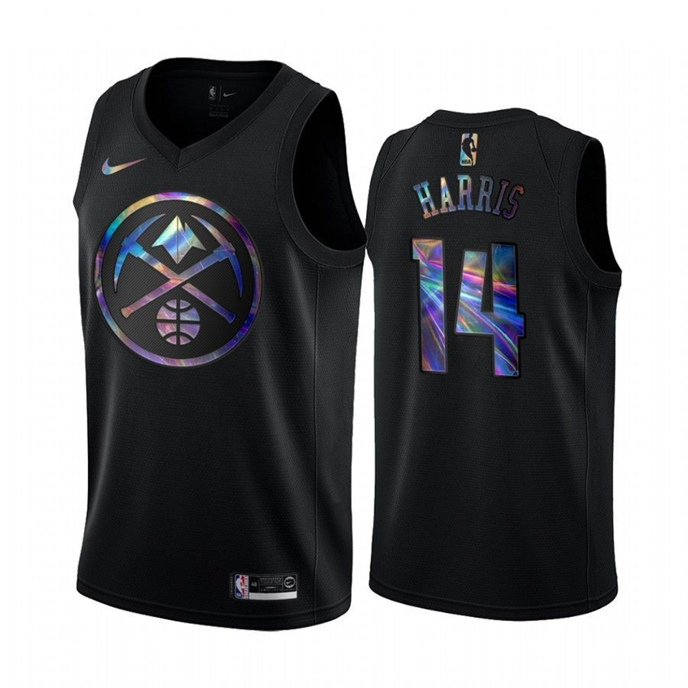 Nike Nuggets #14 Gary Harris Men's Iridescent Holographic Collection NBA Jersey - Black