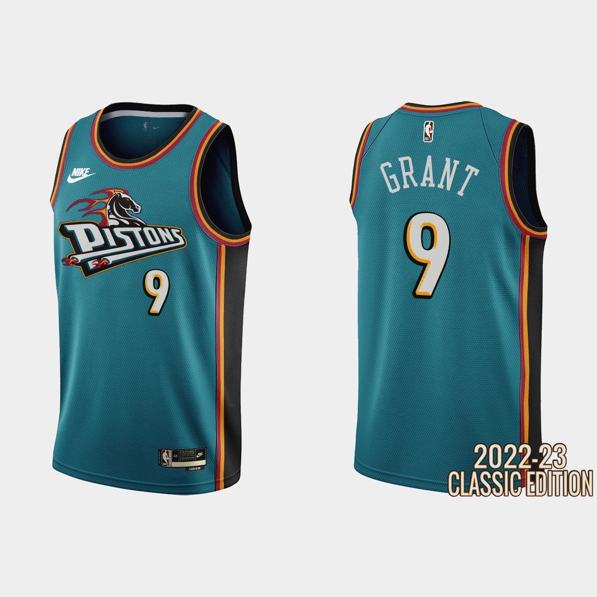 Detroit Pistons #9 Jerami Grant Teal Men's Nike NBA 2022-23 Classic Edition Jersey