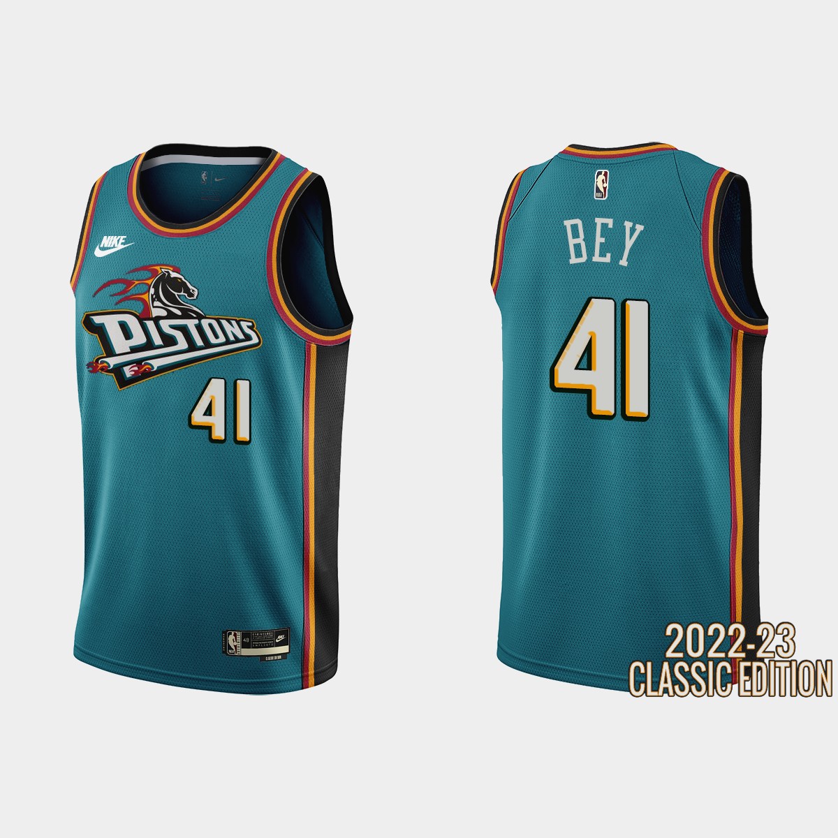 Detroit Pistons #41 Saddiq Bey Teal Men's Nike NBA 2022-23 Classic Edition Jersey