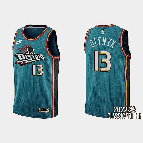 Detroit Pistons #13 Kelly Olynyk Teal Men's Nike NBA 2022-23 Classic Edition Jersey