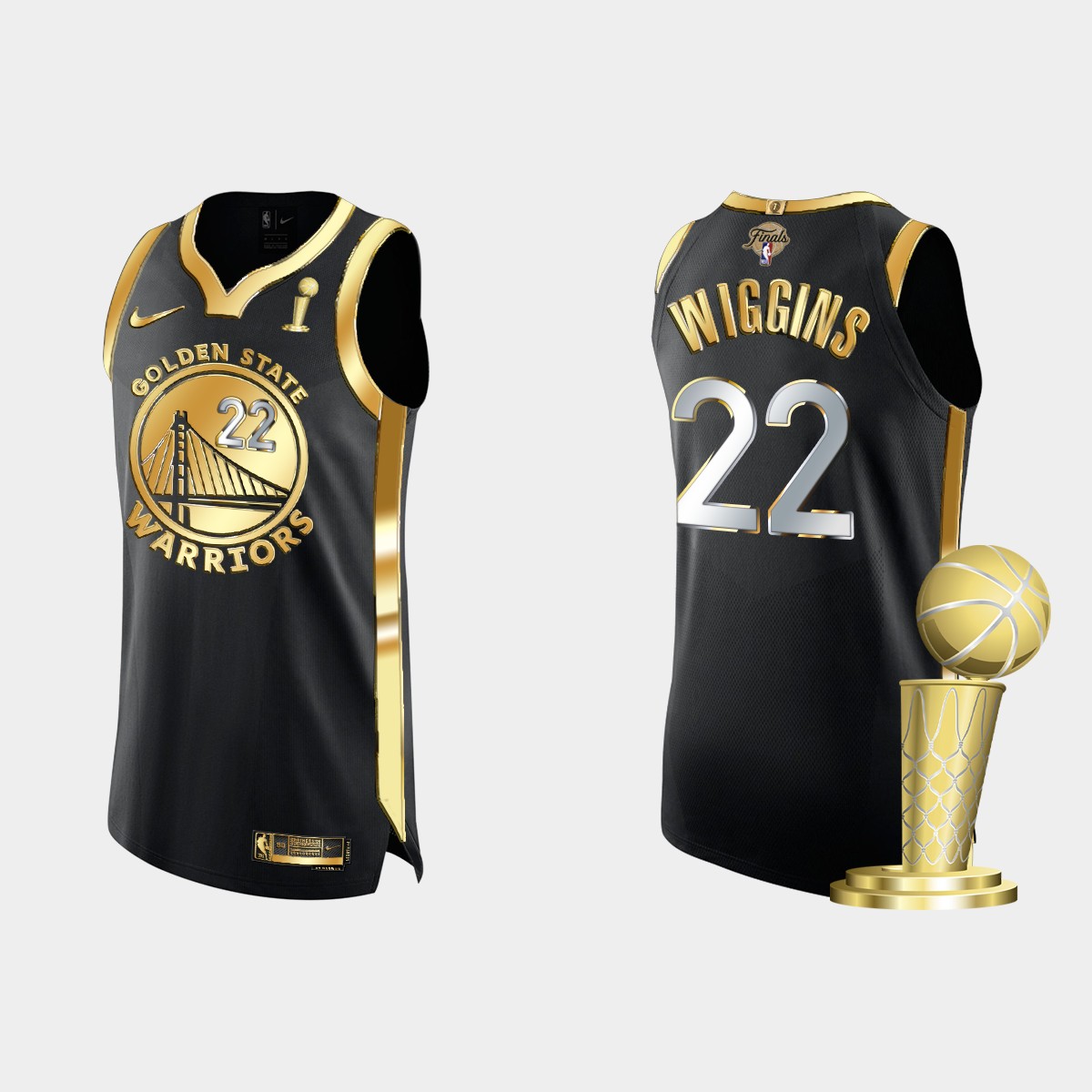 Golden State Warriors #22 Andrew Wiggins Men's Nike Golden Black 2021-22 NBA Finals Champions Authentic Jersey