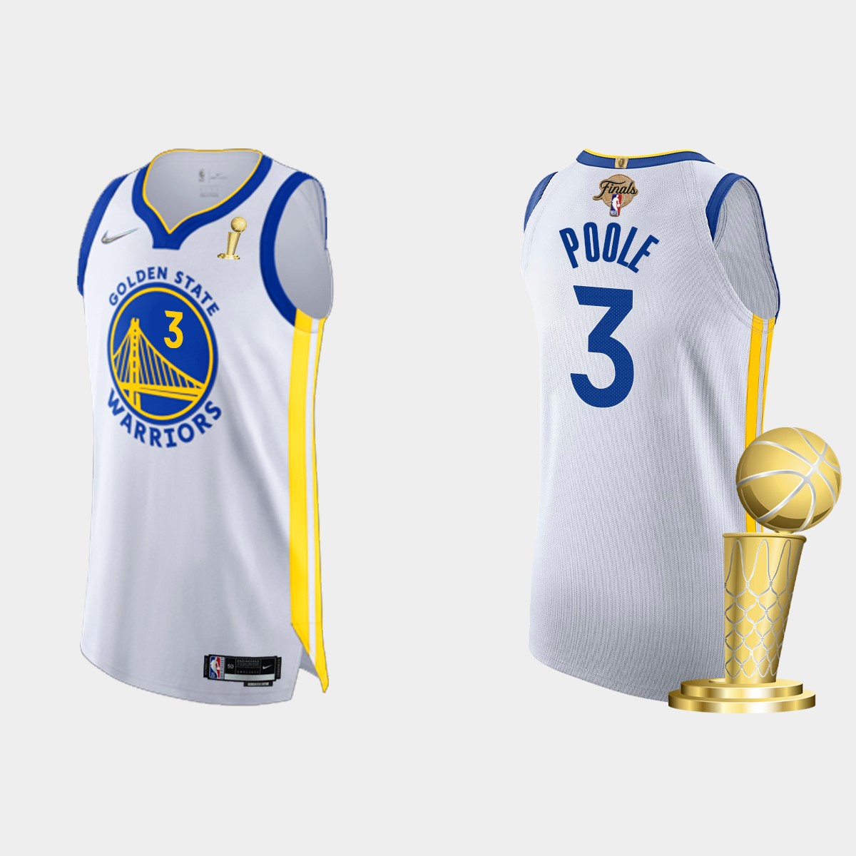 Golden State Warriors #3 ordan Poole Men's Nike White 2021-22 NBA Finals Champions Authentic Jersey