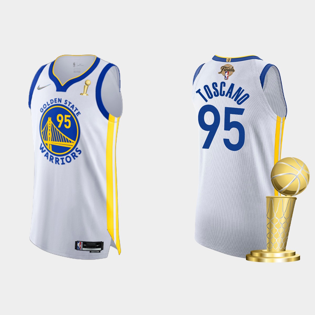 Golden State Warriors #95 Juan Toscano-Anderson Men's Nike White 2021-22 NBA Finals Champions Authentic Jersey