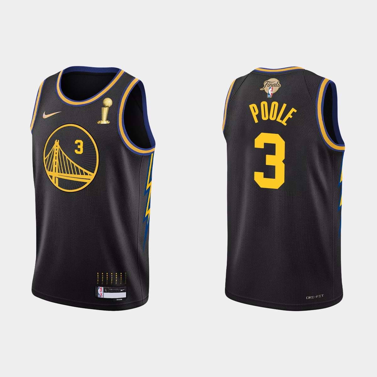 Golden State Warriors #3 ordan Poole Men's Nike Black 2021-22 NBA Finals Champions Swingman Jersey