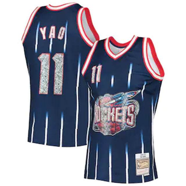 Nike Rockets #11 Yao Ming Mitchell & Ness 1996-97 Hardwood Classics NBA 75th Anniversary Diamond Swingman Jersey - Navy