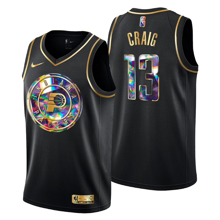 Indiana Pacers #13 Torrey Craig Men's Golden Edition Diamond Logo 2021/22 Swingman Jersey - Black