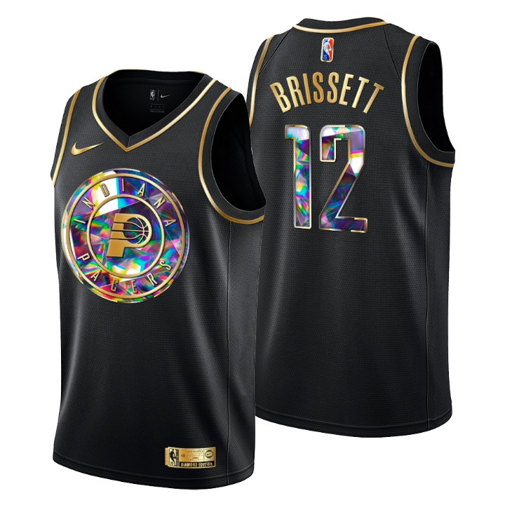 Indiana Pacers #12 Oshae Brissett Men's Golden Edition Diamond Logo 2021/22 Swingman Jersey - Black