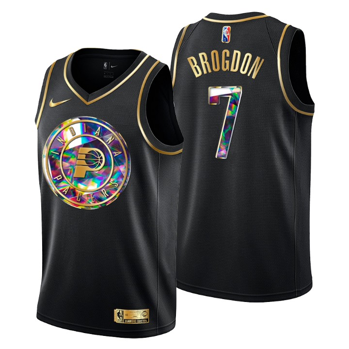 Indiana Pacers #7 Malcolm Brogdon Men's Golden Edition Diamond Logo 2021/22 Swingman Jersey - Black