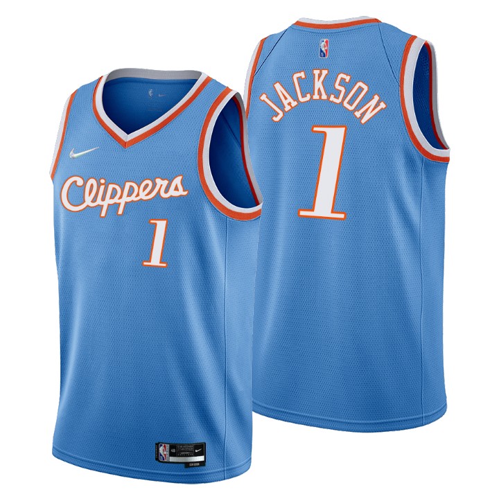 Los Angeles Clippers #1 Reggie Jackson Men's Nike Blue 2021/22 Swingman NBA Jersey - City Edition