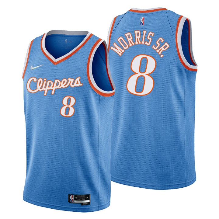 Los Angeles Clippers #8 Marcus Morris Sr. Men's Nike Blue 2021/22 Swingman NBA Jersey - City Edition