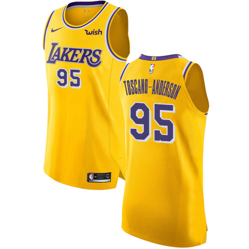 Nike Lakers #95 Juan Toscano-Anderson Gold NBA Authentic Icon Edition Jersey