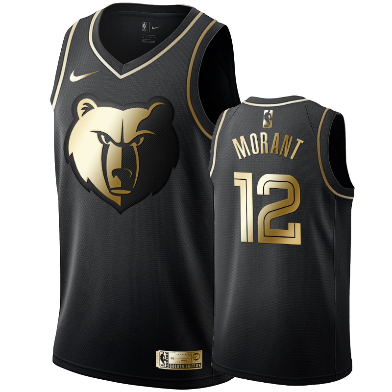 Nike Grizzlies #12 Ja Morant Men's Black Golden Edition Swingman NBA Jersey