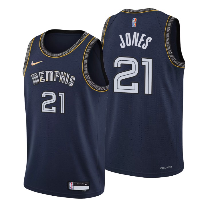 Memphis Grizzlies #21 Tyus Jones Men's Nike Navy 2021/22 Swingman NBA Jersey - City Edition