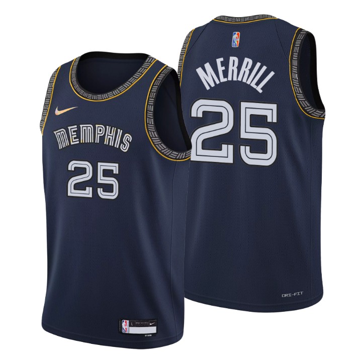 Memphis Grizzlies #25 Sam Merrill Men's Nike Navy 2021/22 Swingman NBA Jersey - City Edition