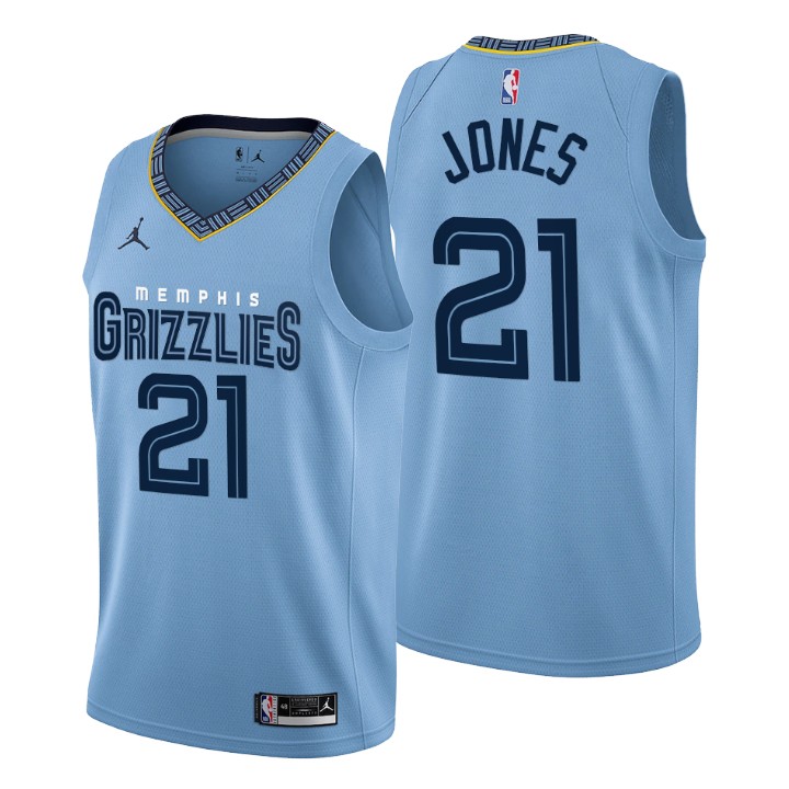 Nike Grizzlies #21 Tyus Jones Men's 2022-23 Statement Edition NBA Jersey - Blue