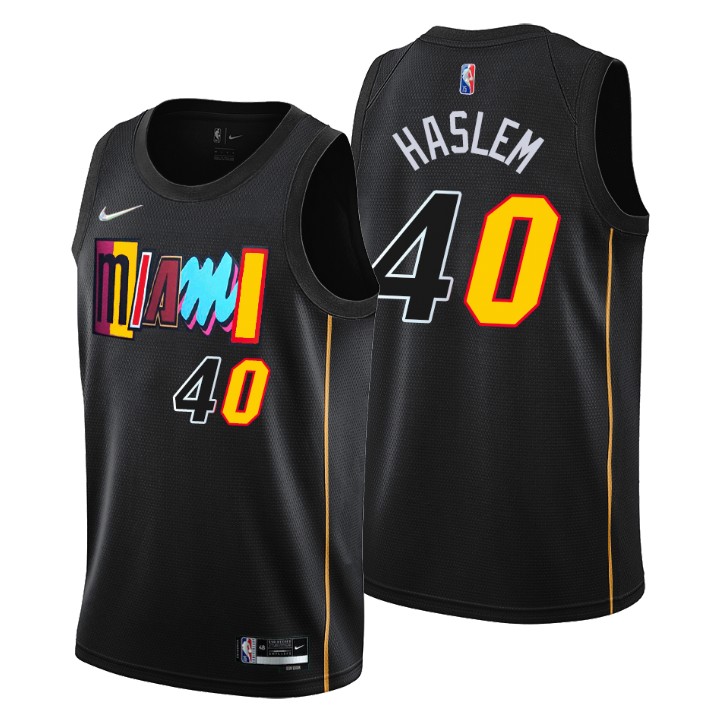 Miami Heat #40 Udonis Haslem Men's Nike Black 2021/22 Swingman NBA Jersey - City Edition