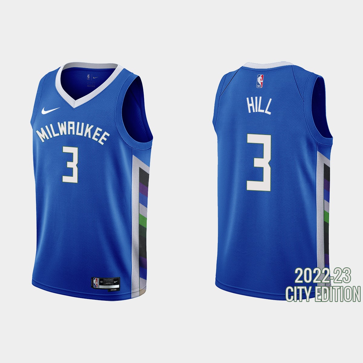 Milwaukee Bucks #3 George Hill Men's Nike Blue 2022-23 NBA Jersey - City Edition