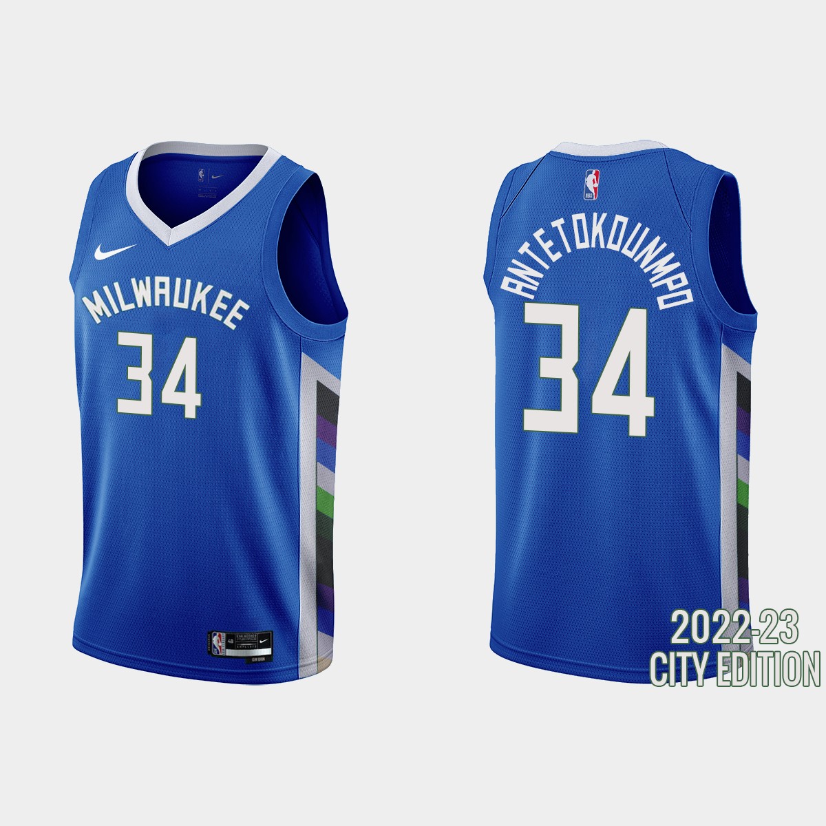 Milwaukee Bucks #34 Giannis Antetokounmpo Men's Nike Blue 2022-23 NBA Jersey - City Edition