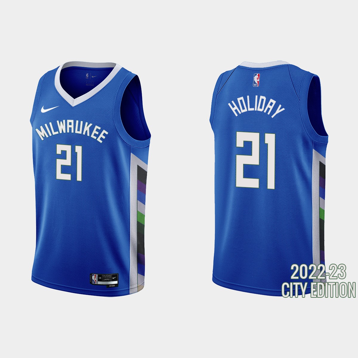 Milwaukee Bucks #21 Jrue Holiday Men's Nike Blue 2022-23 NBA Jersey - City Edition