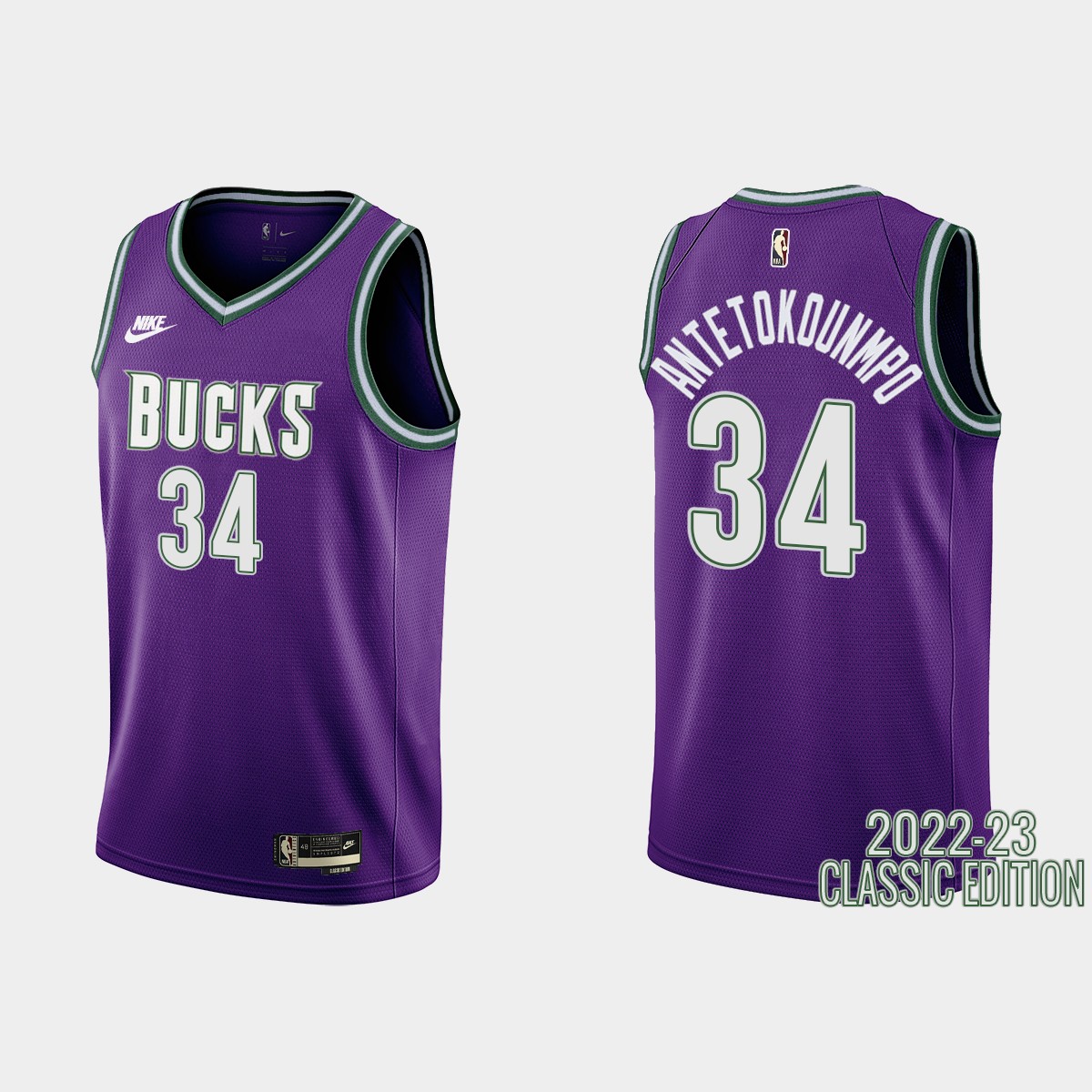 Milwaukee Bucks #34 Giannis Antetokounmpo Purple Men's Nike NBA 2022-23 Classic Edition Jersey