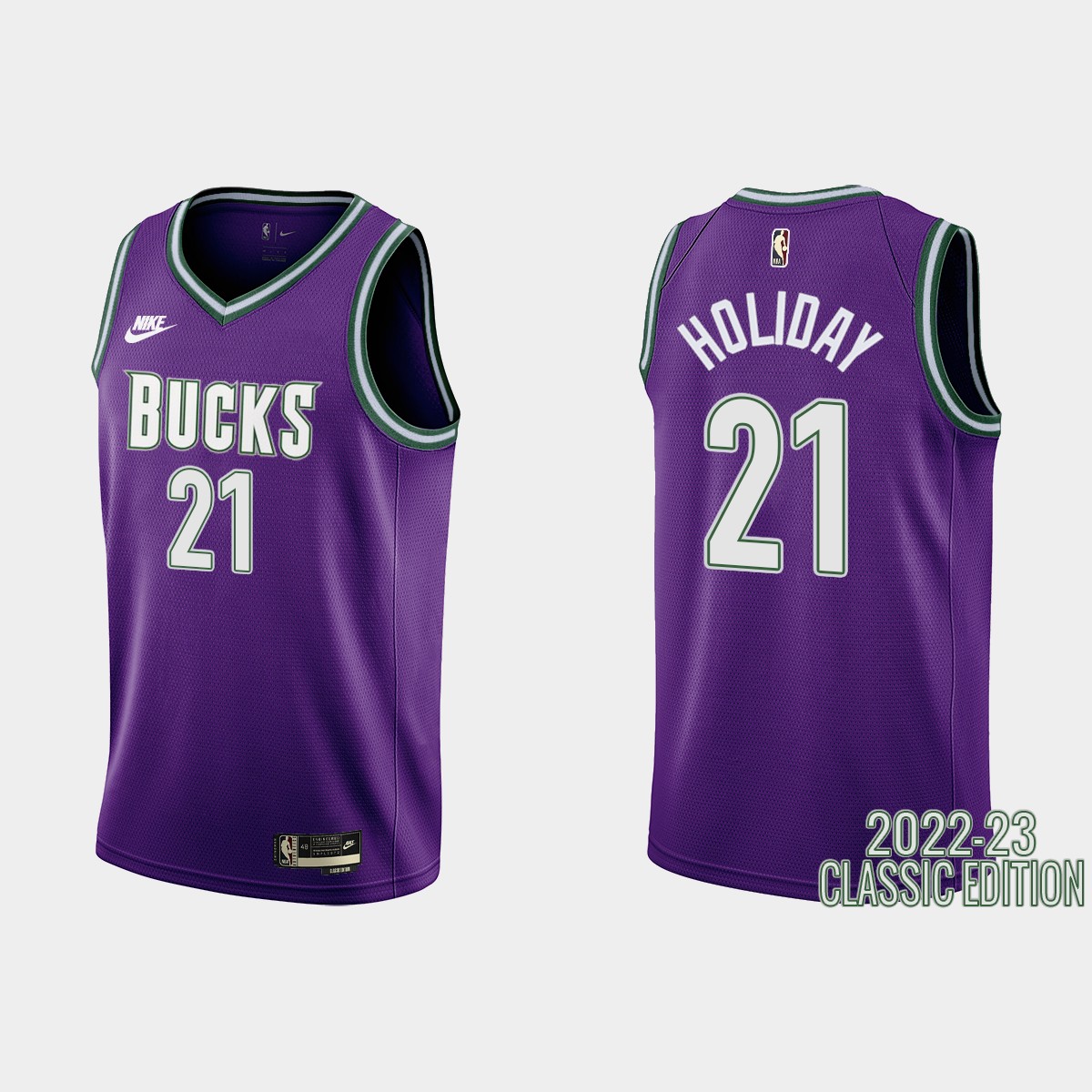 Milwaukee Bucks #21 Jrue Holiday Purple Men's Nike NBA 2022-23 Classic Edition Jersey