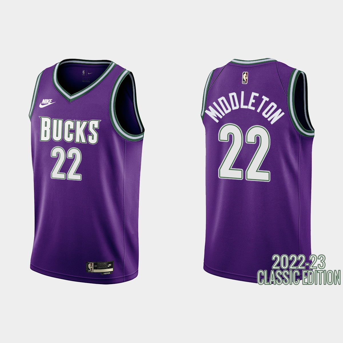 Milwaukee Bucks #22 Khris Middleton Purple Men's Nike NBA 2022-23 Classic Edition Jersey