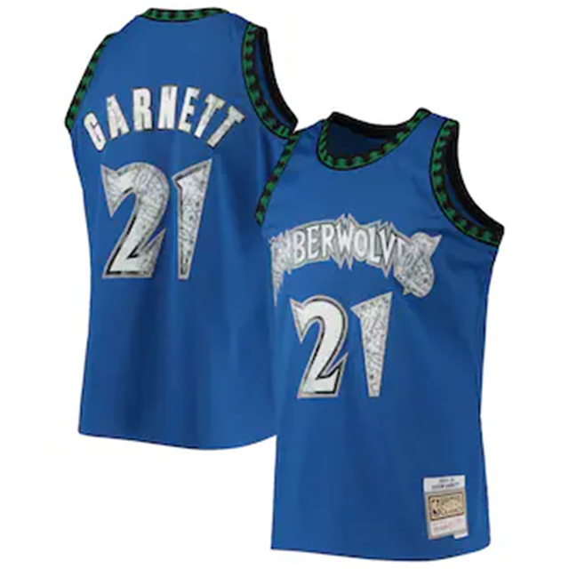 Nike Timberwolves #21 Kevin Garnett Mitchell & Ness 1996-97 Hardwood Classics NBA 75th Anniversary Diamond Swingman Jersey - Blue