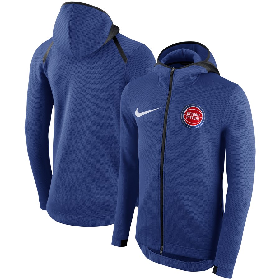 Detroit Pistons Nike Showtime Therma Flex Performance Full-Zip Hoodie Blue