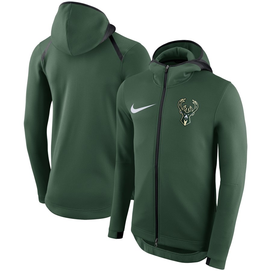 Milwaukee Bucks Nike Showtime Therma Flex Performance Full-Zip Hoodie Green