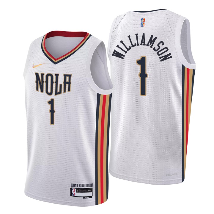 New Orleans Pelicans #1 Zion Williamson Men's Nike White 2021/22 Swingman NBA Jersey - City Edition