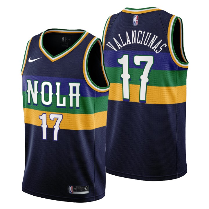 Nike Pelicans #17 Jonas Valanciunas Men's 2022-23 City Edition NBA Jersey - Cherry Blossom Navy