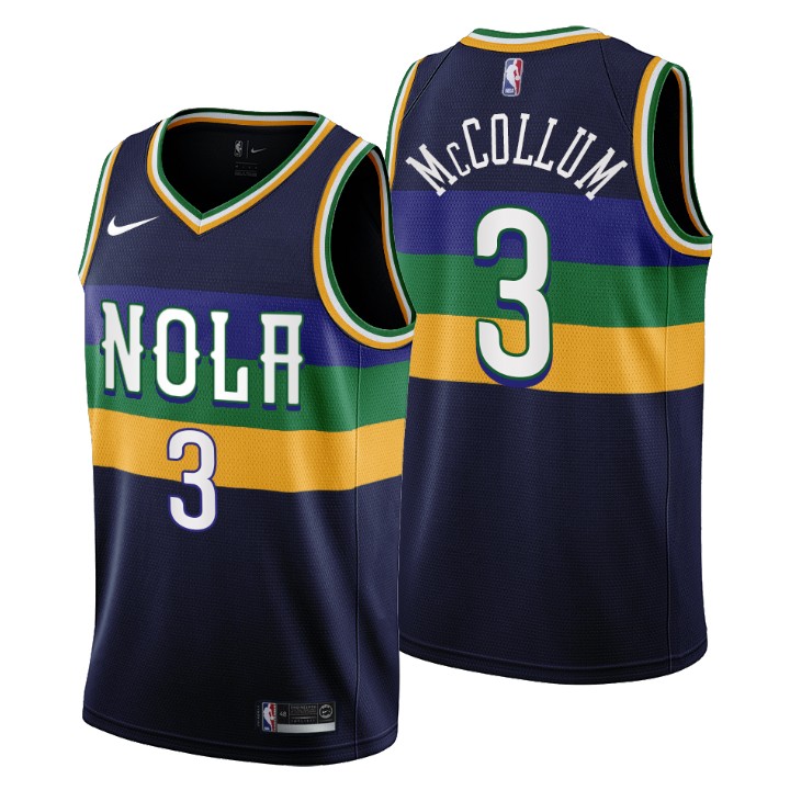 Nike Pelicans #3 C.J. Mccollum Men's 2022-23 City Edition NBA Jersey - Cherry Blossom Navy