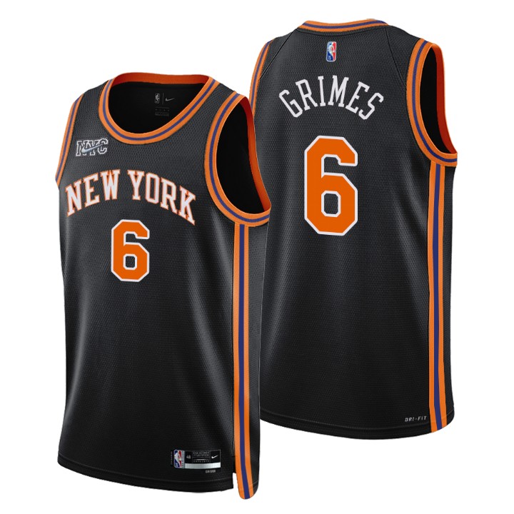 New York Knicks #6 Quentin Grimes Men's Nike Black 2021/22 Swingman NBA Jersey - City Edition