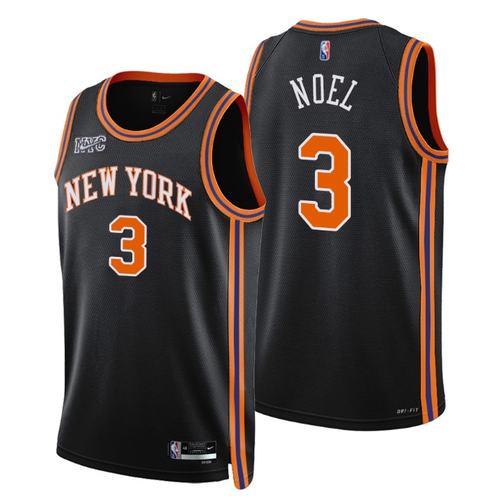 New York Knicks #3 Nerlens Noel Men's Nike Black 2021/22 Swingman NBA Jersey - City Edition