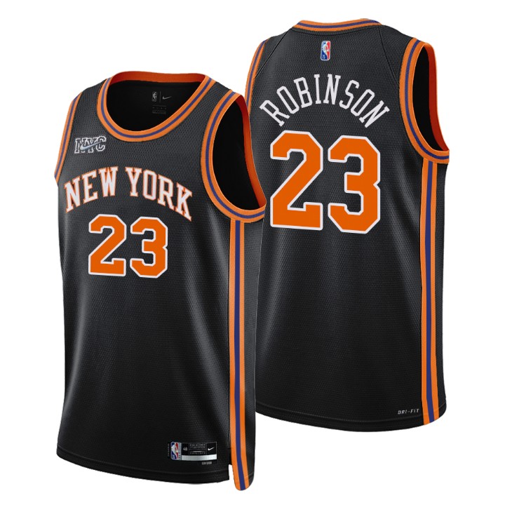 New York Knicks #23 Mitchell Robinson Men's Nike Black 2021/22 Swingman NBA Jersey - City Edition