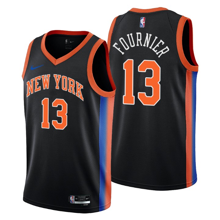 Nike Knicks #13 Evan Fournier Men's 2022-23 City Edition NBA Jersey - Cherry Blossom Black