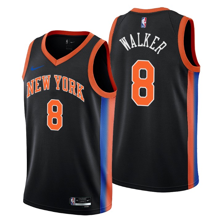 Nike Knicks #8 Kemba Walker Men's 2022-23 City Edition NBA Jersey - Cherry Blossom Black