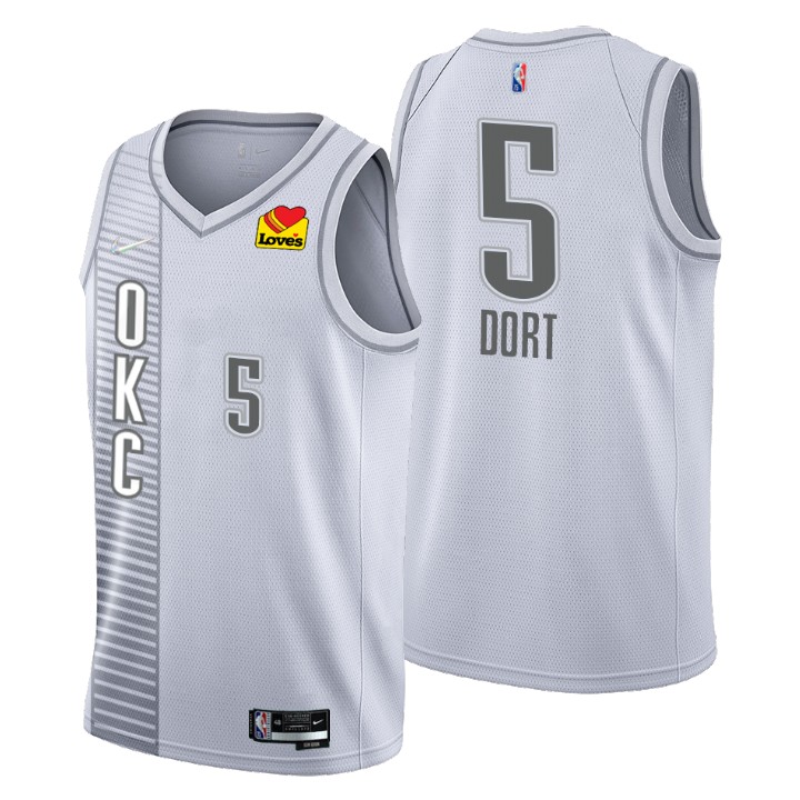 Oklahoma City Thunder #5 Luguentz Dort Men's Nike Gray 2021/22 Swingman NBA Jersey - City Edition