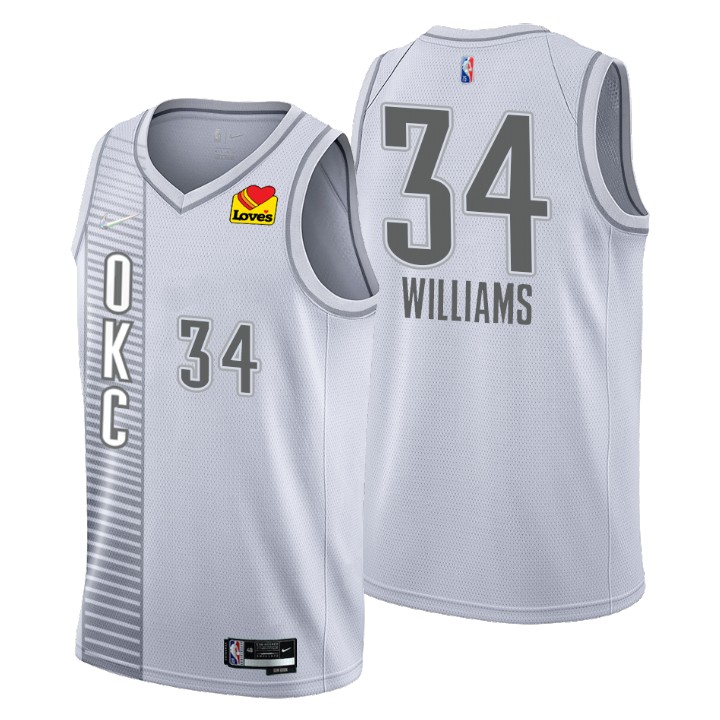 Oklahoma City Thunder #34 Kenrich Williams Men's Nike Gray 2021/22 Swingman NBA Jersey - City Edition