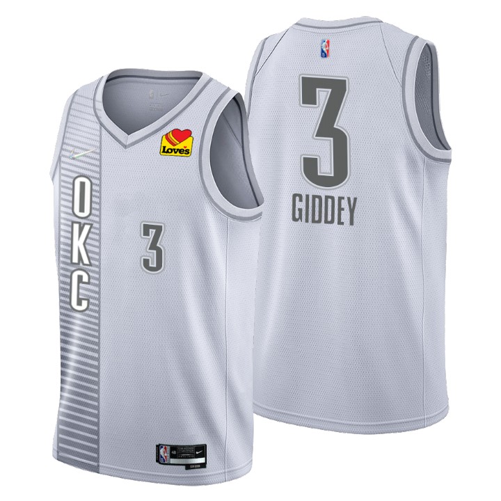 Oklahoma City Thunder #3 Josh Giddey Men's Nike Gray 2021/22 Swingman NBA Jersey - City Edition