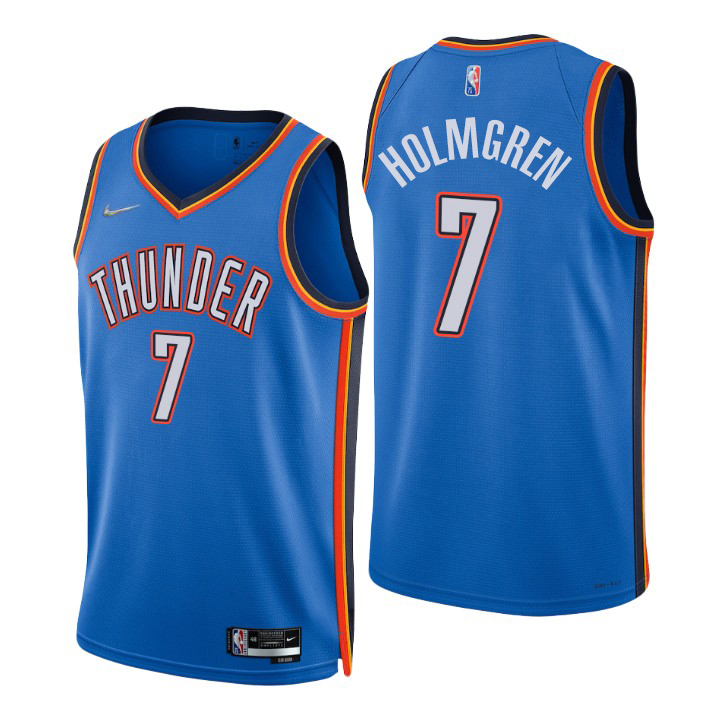 Nike Thunder #7 Chet Holmgren Blue Men's 2021-22 NBA 75th Anniversary Diamond Swingman Jersey - Icon Edition