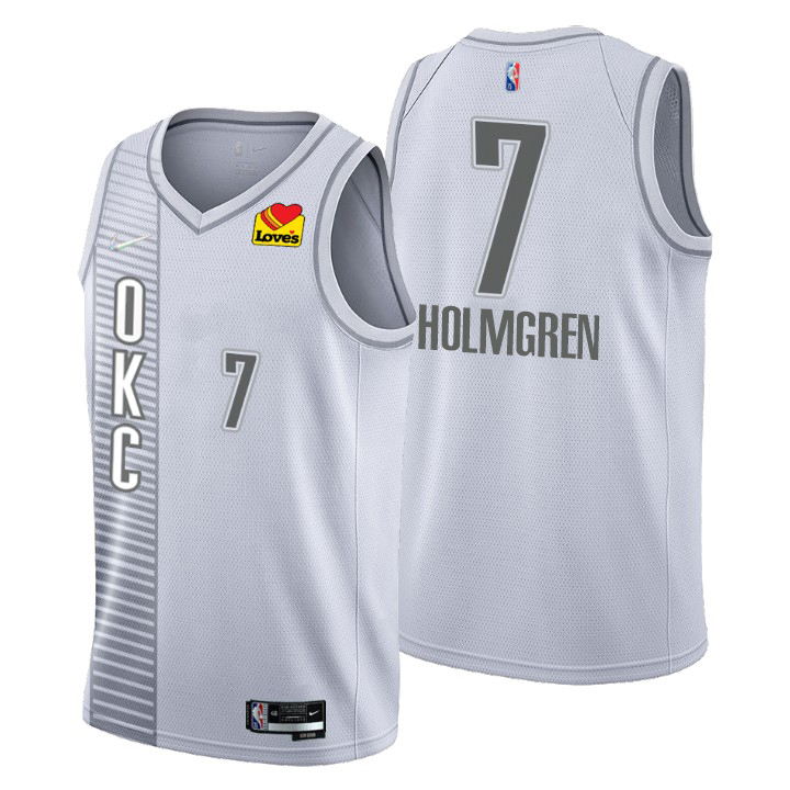 Oklahoma City Thunder #7 Chet Holmgren Men's Nike Gray 2021/22 Swingman NBA Jersey - City Edition