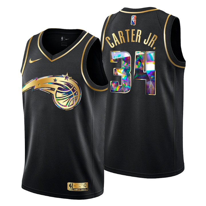 Orlando Magic #34 Wendell Carter Jr. Men's Golden Edition Diamond Logo 2021/22 Swingman Jersey - Black